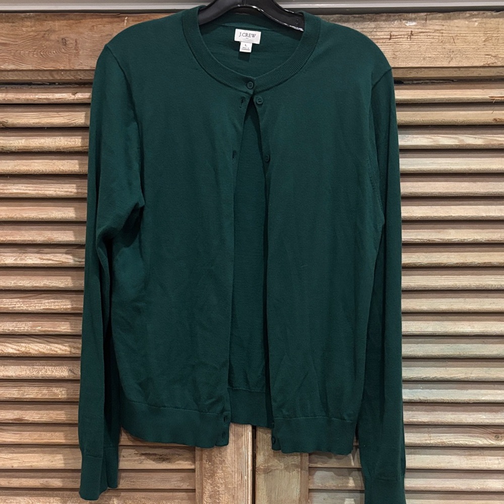 J. Crew Forest Green Button-Up Cardigan